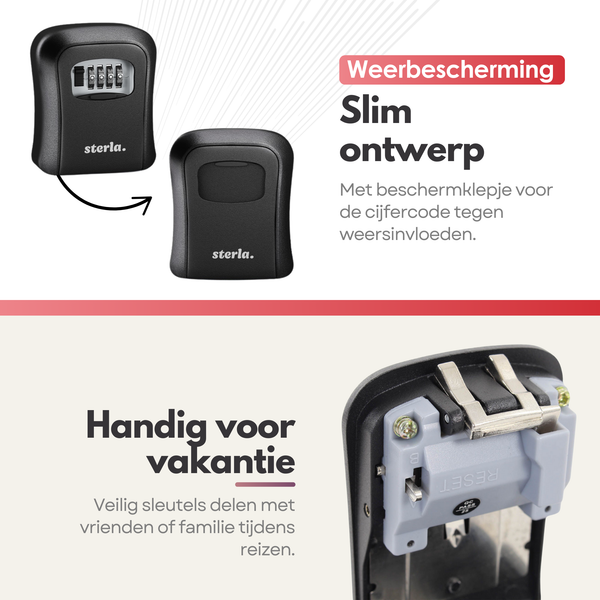 Sterla Sleutelkluis – Waterbestendige Sleutelkast met Cijferslot – Veilig en Gebruiksvriendelijk – Geschikt voor Binnen en Buiten