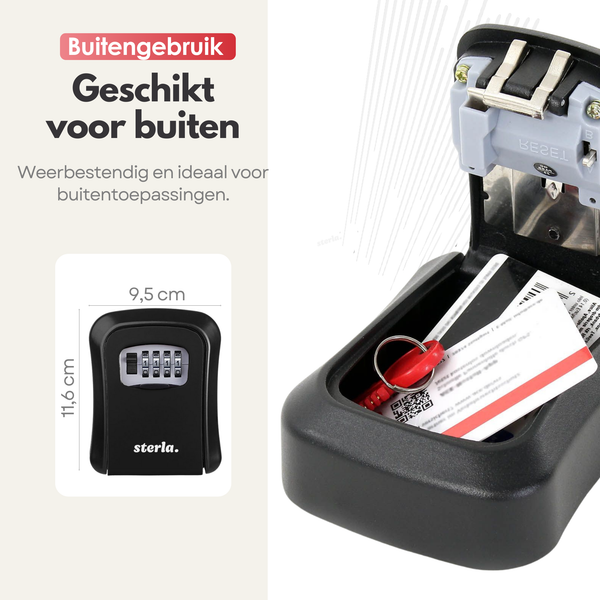 Sterla Sleutelkluis – Waterbestendige Sleutelkast met Cijferslot – Veilig en Gebruiksvriendelijk – Geschikt voor Binnen en Buiten