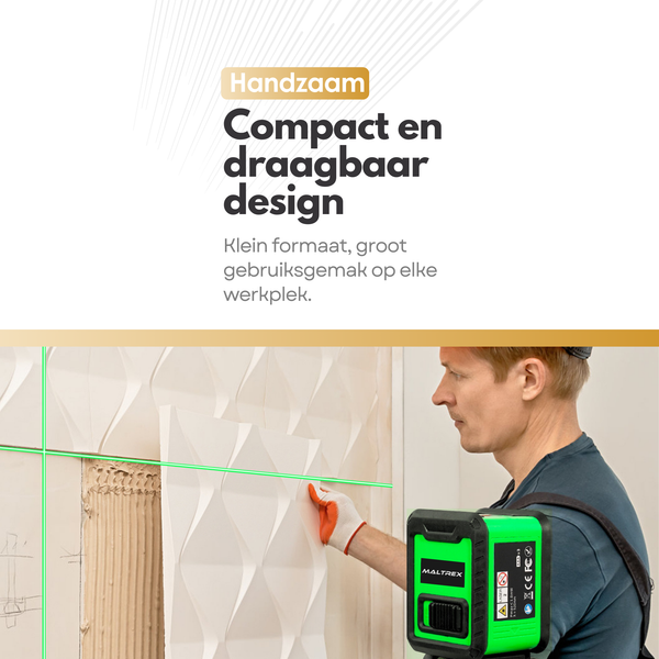 Maltrex Kruislijnlaser – Zelfnivellerend –Nauwkeurigheid 0,3 mm/m – Werkbereik 20 m