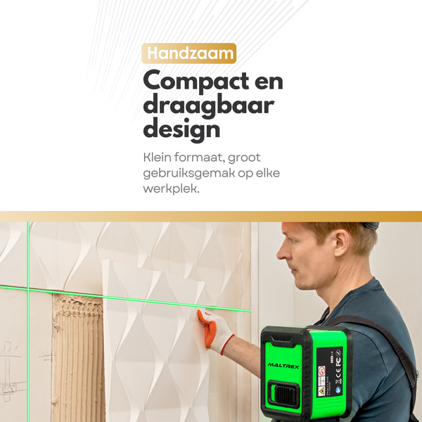 Maltrex Kruislijnlaser – Zelfnivellerend –Nauwkeurigheid 0,3 mm/m – Werkbereik 20 m