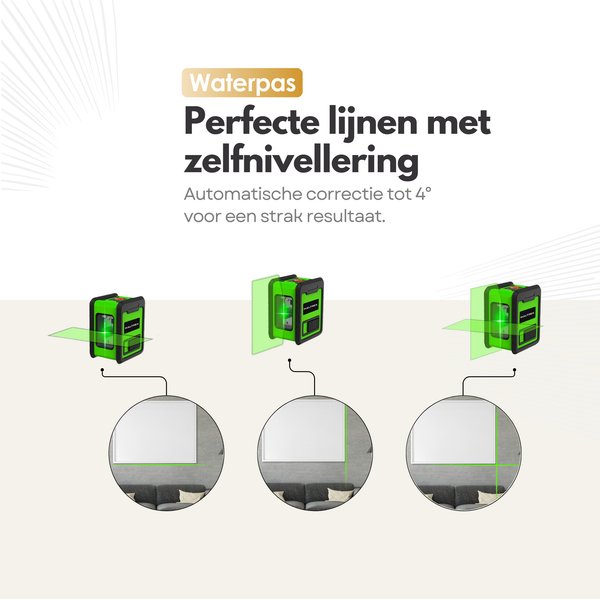 Maltrex Kruislijnlaser – Zelfnivellerend –Nauwkeurigheid 0,3 mm/m – Werkbereik 20 m