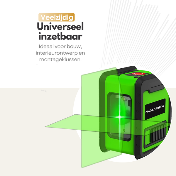 Maltrex Kruislijnlaser – Zelfnivellerend –Nauwkeurigheid 0,3 mm/m – Werkbereik 20 m