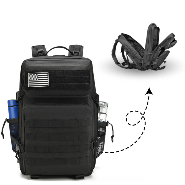 Tactical Military Backpack 45L - Water-Repellent Backpack with Laptop Compartment for Outdoor and Adventure - Black