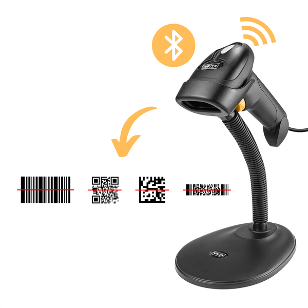 NAVIX Wireless Bluetooth Barcode Scanner - Flexible Stand - QR Code Fast and Accurate Wireless Scanning - Plug & Play Handheld Scanner - Suitable for Smartphone and Tablet