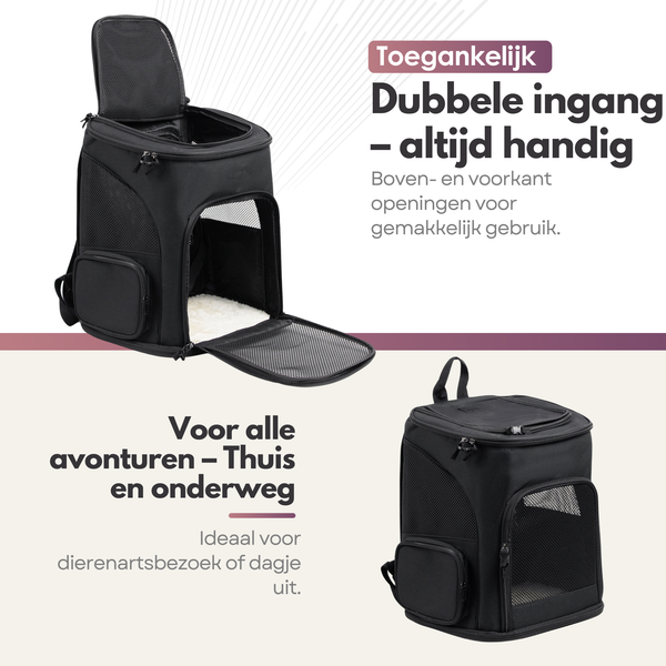Uitklapbare Honden- en Katten Rugzak - Tot 8kg - Comfort, Veiligheid en Ruimte voor Jouw Huisdier - Draagtas 40 x 33 x 26 cm - Zwart