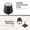Oplaadbare Tafellamp met 3 Kleuren Dimbare LED's - 38cm Tafel Touch Lamp - 5200mAh Batterij - Zwart