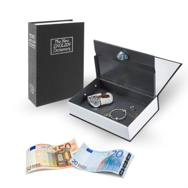 Sterla Boekkluis – Discrete Geldkluis in Boekvorm – Veilig Geldkistje Met Sleutel – Compact Ontwerp 24 x 16 x 55 cm – Zwart