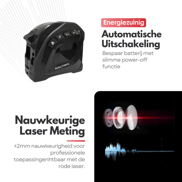Maltrex Oplaadbare Laser Digitale Afstandsmeter & Rolmaat 40 meter + 5 Meter – Nauwkeurige Metingen