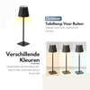 Oplaadbare Tafellamp met 3 Kleuren Dimbare LED's - 38cm Tafel Touch Lamp - 5200mAh Batterij - Zwart