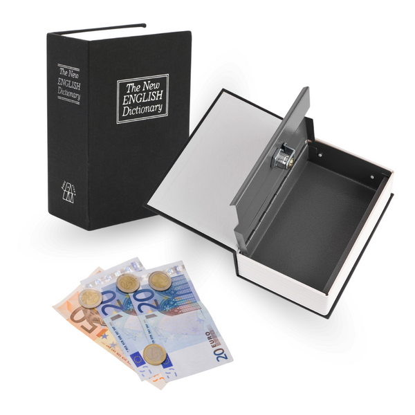 Sterla Boekkluis – Discrete Geldkluis in Boekvorm – Veilig Geldkistje Met Sleutel – Compact Ontwerp 18 x 12 x 6 cm – Zwart