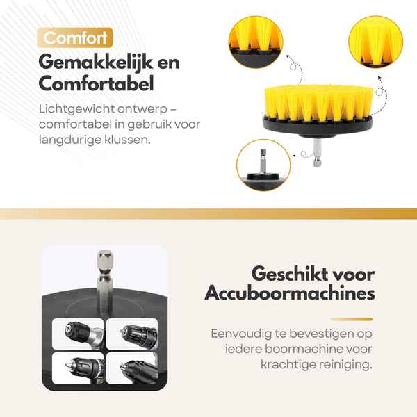 Maltrex 4-delige Boorborstel Set – Schoonmaak Borstels voor Boormachines – Schrobborstel Opzetstuk in 4 Maten – Nylon Reinigingsborstels voor Binnen en Buiten