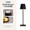 Oplaadbare Tafellamp met 3 Kleuren Dimbare LED's - 38cm Tafel Touch Lamp - 5200mAh Batterij - Zwart