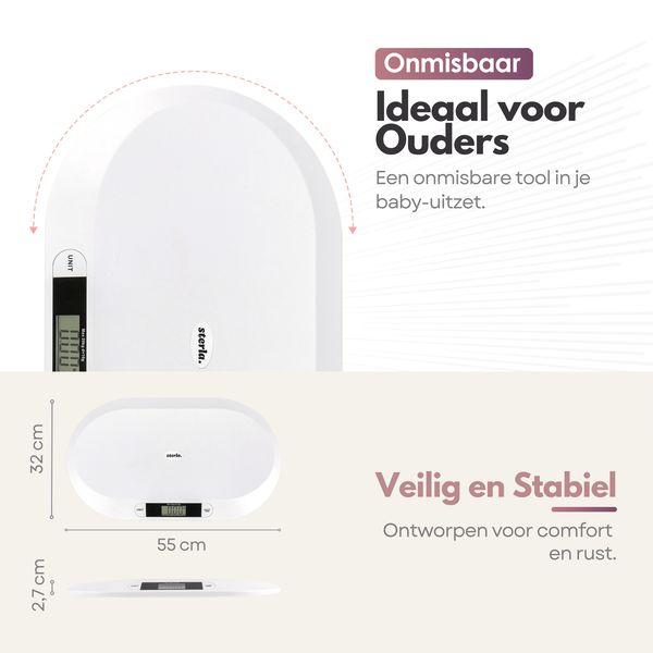Babyweegschaal – Nauwkeurig Wegen tot 20 kg - TARE- en HOLD-Functie, Weegschaal Ideaal voor Baby's en Huisdieren - Inclusief Batterijen - Wit