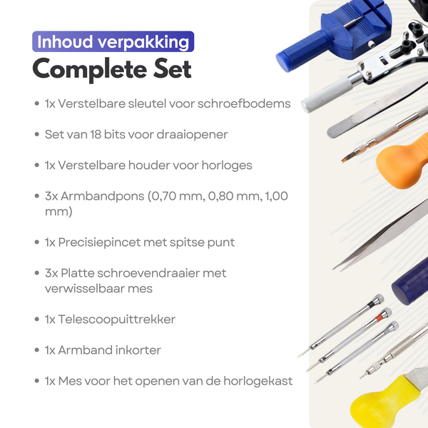 Maltrex Horloge Reparatieset – 155-Delige Horloge Gereedschap Set met Horlogekastopener, Bandversteller en Draagbare Hoes