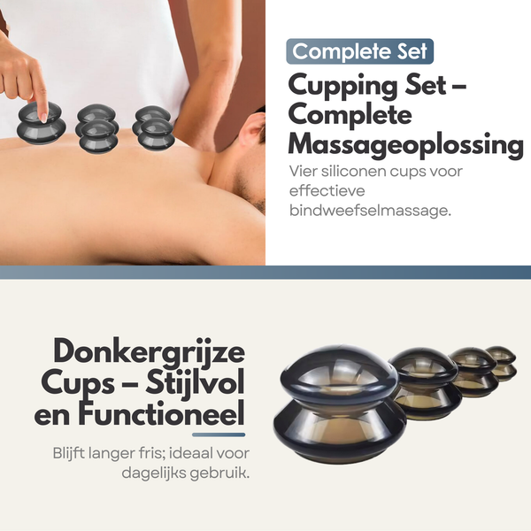 4in1 Massage Cupping Cups Set - Verbetert Doorbloeding, Vermindert Cellulitis, Voor Huid & Spieren - 4 Siliconen Cups