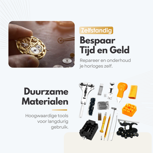 Maltrex Horloge Reparatieset – 155-Delige Horloge Gereedschap Set met Horlogekastopener, Bandversteller en Draagbare Hoes