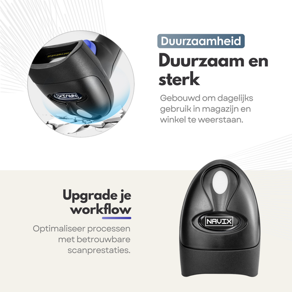 NAVIX 1D Wireless Barcode Scanner - Fast and Accurate Wireless Scanning - Plug & Play Handheld Scanner - Paper and Screen Scanning