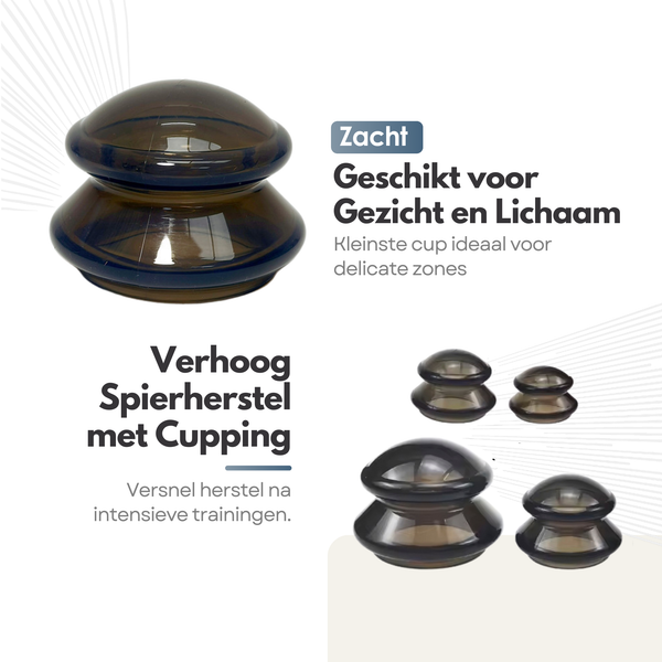 4in1 Massage Cupping Cups Set - Verbetert Doorbloeding, Vermindert Cellulitis, Voor Huid & Spieren - 4 Siliconen Cups