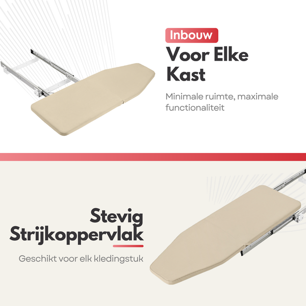 Kastrex Inbouw Strijkplank Voor Kast – 180° Draaibaar – Ruimtebesparend – Inclusief Bevestiging