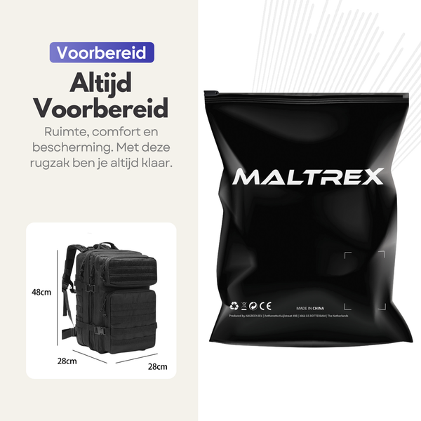 Tactical Military Backpack 45L - Water-Repellent Backpack with Laptop Compartment for Outdoor and Adventure - Black