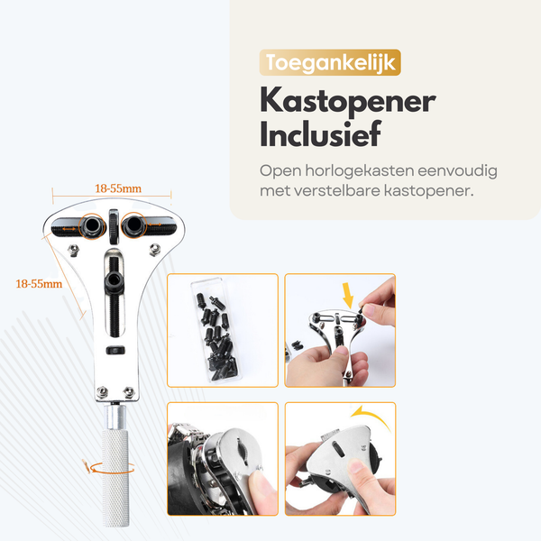 Maltrex Horloge Reparatieset – 155-Delige Horloge Gereedschap Set met Horlogekastopener, Bandversteller en Draagbare Hoes