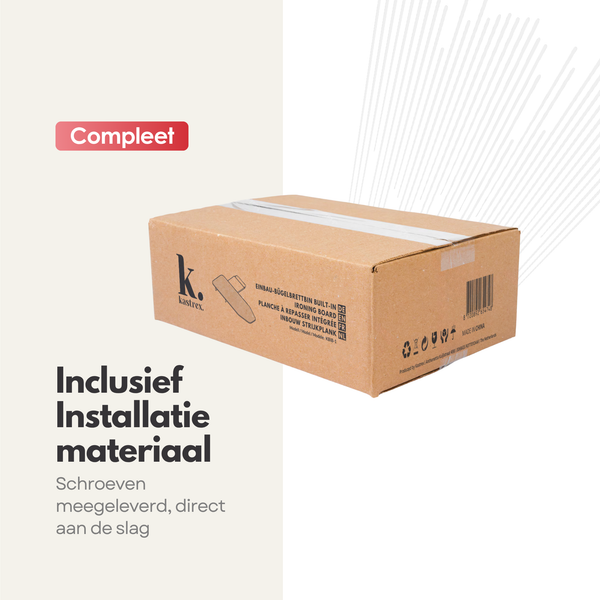 Kastrex Inbouw Strijkplank Voor Kast – 180° Draaibaar – Ruimtebesparend – Inclusief Bevestiging