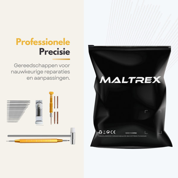 Maltrex Horloge Reparatieset – 155-Delige Horloge Gereedschap Set met Horlogekastopener, Bandversteller en Draagbare Hoes