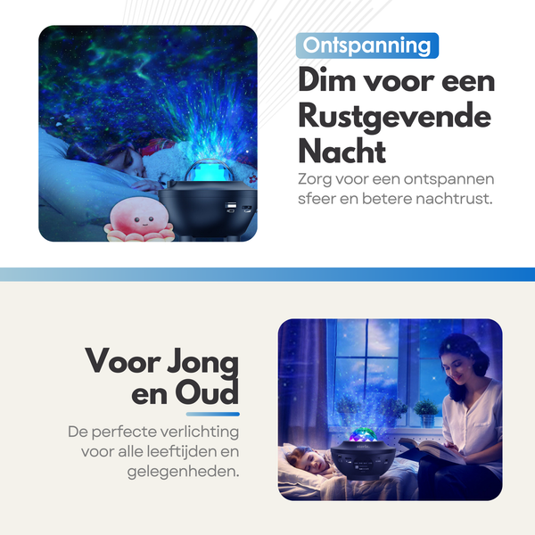 Premium Bluetooth Star Projector Star Light - 10 Light Modes - Enchanting Atmosphere and Soothing Light Show with Audio Motion