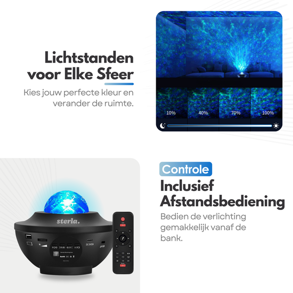 Premium Bluetooth Star Projector Star Light - 10 Light Modes - Enchanting Atmosphere and Soothing Light Show with Audio Motion