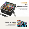 Sterla Premium Twinmarkers Markeerstiften – 168-delige Alcohol Markers Stiften met Drie Tips in Eén Marker en Inclusieve Opbergtas