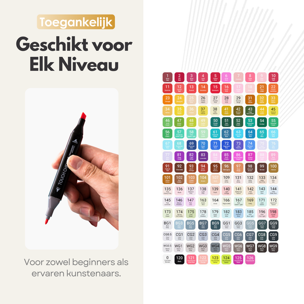 Sterla Premium Twinmarkers Markeerstiften – 168-delige Alcohol Markers Stiften met Drie Tips in Eén Marker en Inclusieve Opbergtas