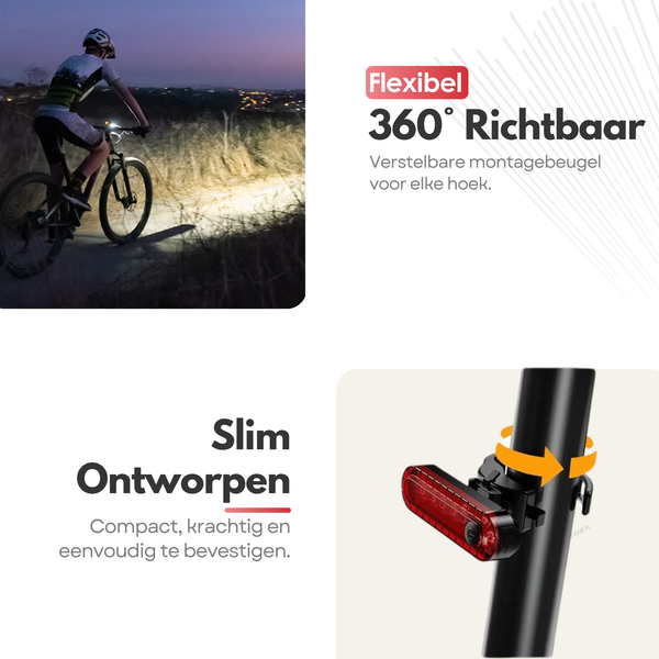 Draadloze Fietscomputer met Fietslamp – Waterdichte Kilometerteller & LED Verlichting – LCD Display – Voor Racefiets & Stadsfiets