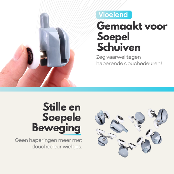 Maltrex Douchedeur Wielen Set - 8 Stuks - Geschikt voor Glazen Douchedeuren - Eenvoudig Te Installeren