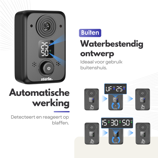 Ultrasonic Anti Bark Device - For Small & Large Dogs - Waterproof & Rechargeable - 3 Modes up to 15m Range - Safe & Pet Friendly