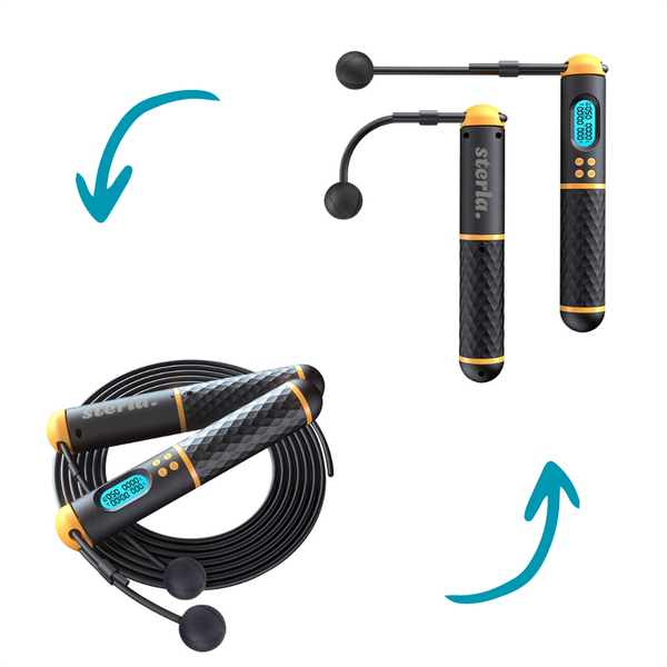 2in1 Digitale Draadloze Springtouw met Teller – Verbrand Vet, Volg Prestaties & Train Overal – Verstelbaar - Zonder Touw Draadloos