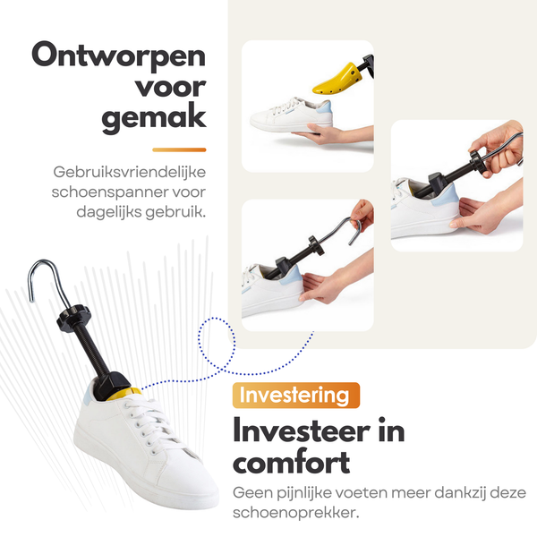 Premium Schoenspanner - 2 Stuks - Geschikt voor Maat 39 t/m 47 - Verstelbare Schoenoprekker - Perfecte Pasvorm en Langdurige Bescherming