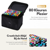 Sterla Premium Twinmarkers Stiften – 80-delige Alcohol Markerset met Drie Tips in Eén Marker, Inclusief Opbergtas