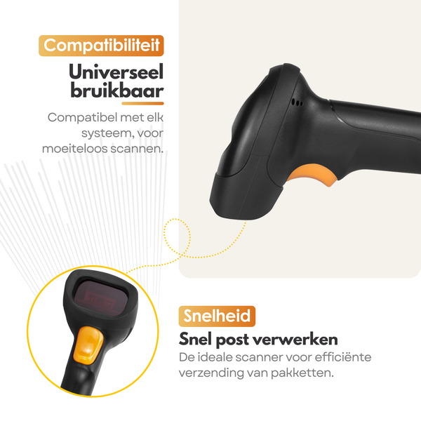 NAVIX Draadloze Bluetooth Barcode Scanner - QR Code Snel en Nauwkeurig Draadloos Scannen - Plug & Play Handscanner - Geschikt voor Smartphone en Tablet