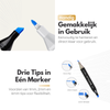 Sterla Premium Twinmarkers Stiften – 80-delige Alcohol Markerset met Drie Tips in Eén Marker, Inclusief Opbergtas