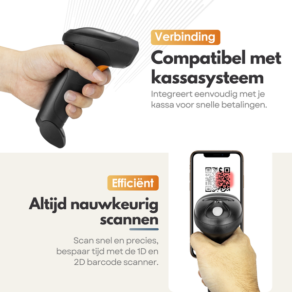 NAVIX Bekabelde Barcode Scanner - QR Code Snel en Nauwkeurig Scannen via USB - Plug & Play Handscanner - Scannen van Papier en van Beeldscherm