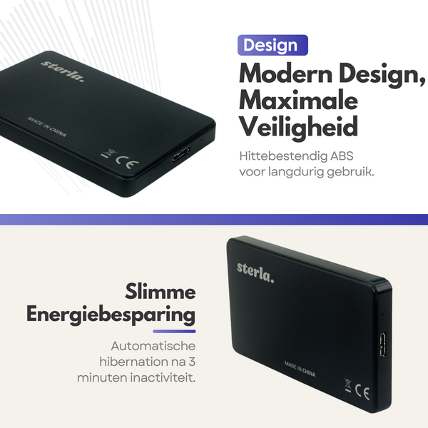 External 2.5" HDD / SSD Enclosure – Compact Storage Solution with SATA III and USB 3.0 Connection - Black