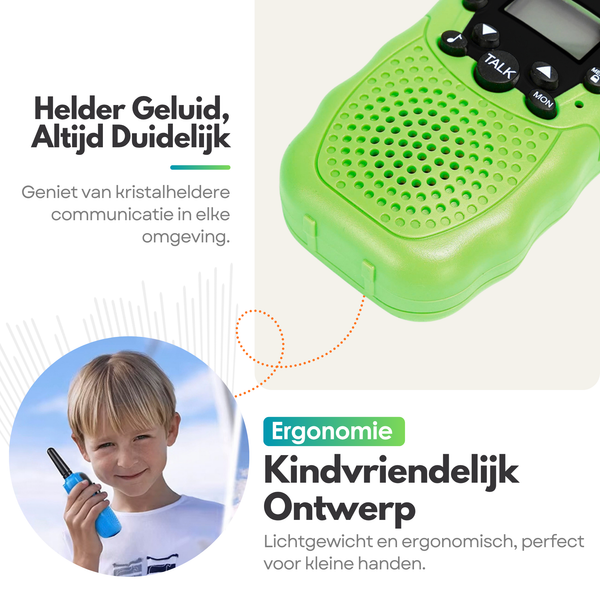 Walkie Talkie Set voor Kinderen 3in1 - Bereik tot 5 km - Zaklamp - Valbestendig - Compact en Lichtgewicht