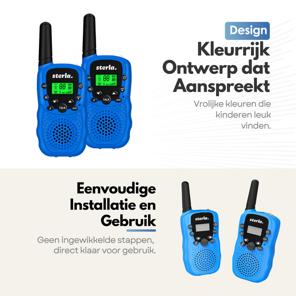 Walkie Talkie Set for Kids - Range up to 5 km - Flashlight - Drop-resistant - Compact and Lightweight - Blue