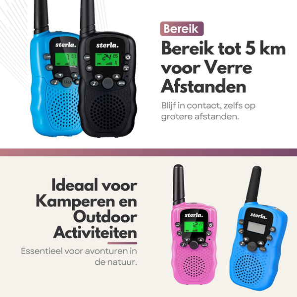 3in1 Walkie Talkie Set voor Kinderen - Bereik tot 5 km - Zaklamp - Valbestendig - Compact en Lichtgewicht