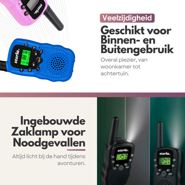 3in1 Walkie Talkie Set voor Kinderen - Bereik tot 5 km - Zaklamp - Valbestendig - Compact en Lichtgewicht