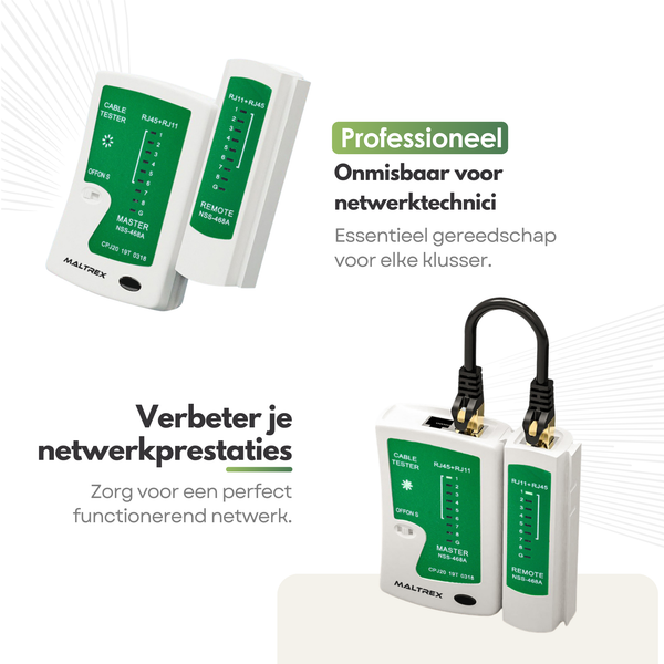 Pro LAN Tester voor RJ11/RJ45 - Netwerk Testen, Reparatie en Kabelbeheer - Netwerktester Set