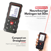 Oplaadbare Laser Afstandsmeter Digitaal – Nauwkeurige Lasermeter tot 50 Meter – 2 Waterpassen - Met Geheugen Metingen Opslaan - USB C