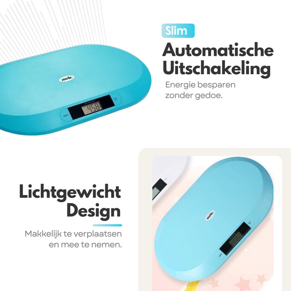 Babyweegschaal – Nauwkeurig Wegen tot 20 kg - TARE- en HOLD-Functie, Weegschaal Ideaal voor Baby's en Huisdieren - Inclusief Batterijen - Blauw