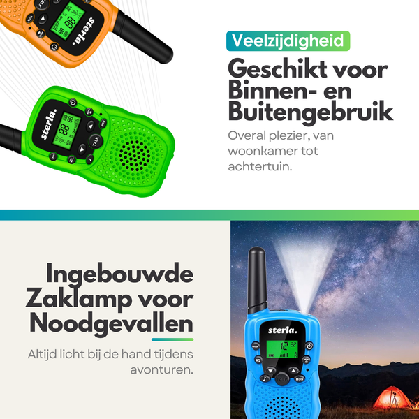 Walkie Talkie Set voor Kinderen 3in1 - Bereik tot 5 km - Zaklamp - Valbestendig - Compact en Lichtgewicht