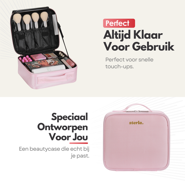 Luxury Make-up Bag XL - Beauty Case with Adjustable Compartments - Handy Size - Ideal for Travel - Pink